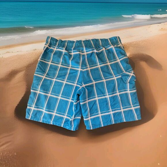 OP Men's Teal/White Checkered Swim Trunks Size XL 40-42 - Picture 2 of 6